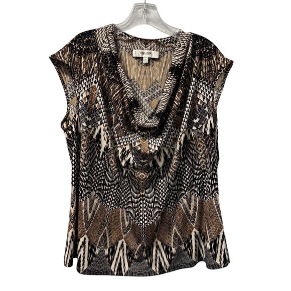 Jones Studio Geometric Print Cowl Neck Sleeveless Top Sz 1X Blouse - Picture 6 of 11